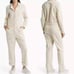 Faherty Women's L Overland Twill Jumpsuit Natural Cream White Boiler Utilitarian