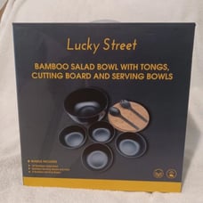 Lucky street bamboo salad bowl with 4 serves set