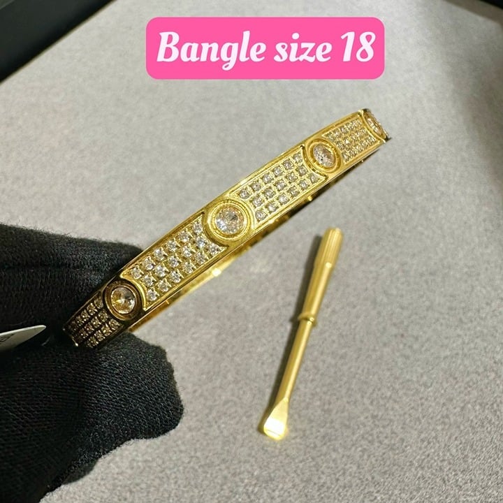 Gold bangle, size 18, bracelet, 18k gold plated