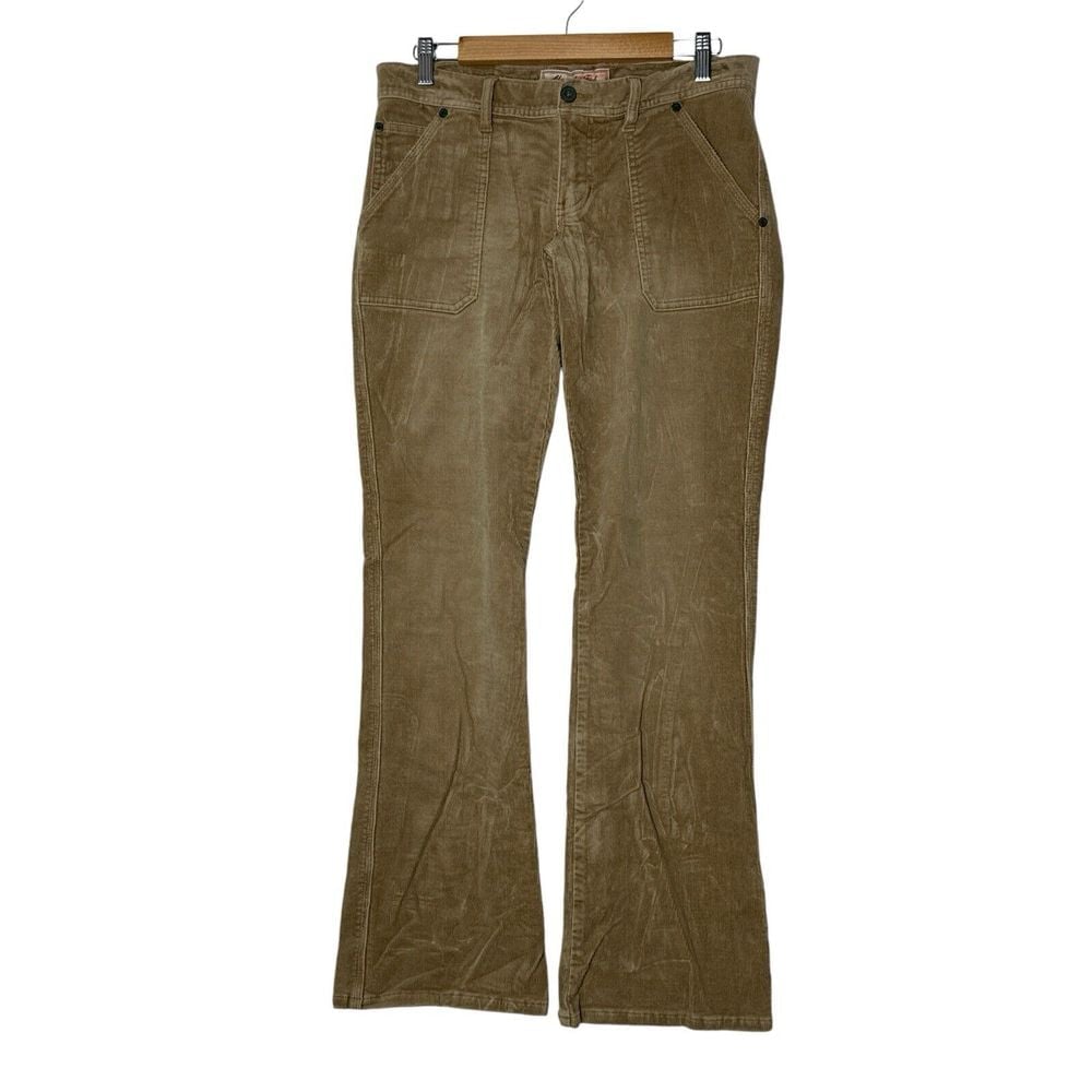 Abercrombie & Fitch Corduroy Pants Women Size 8 Tan Y2K Flare Leg Jeans Outdoor