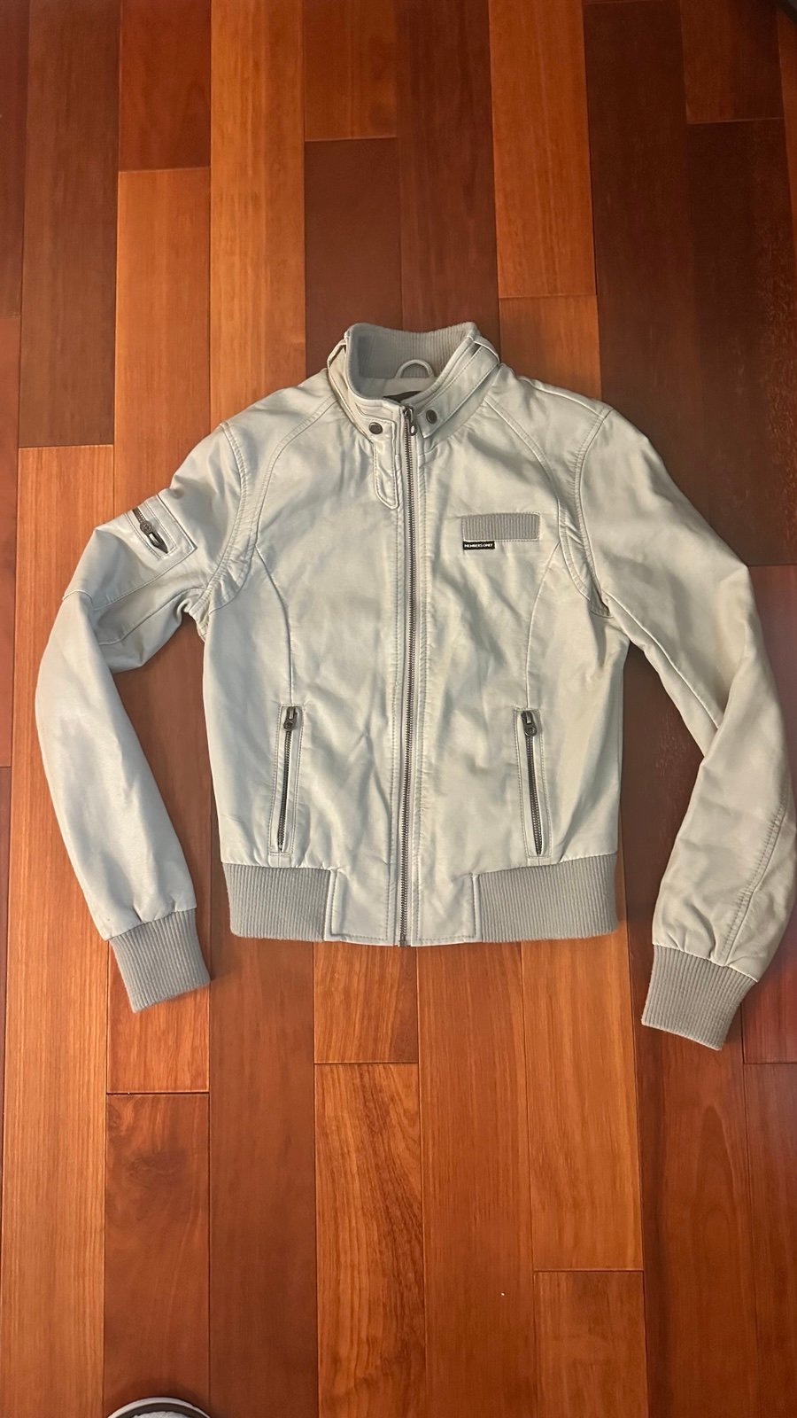 Vintage Members Only Faux Leather Bomber Jacket Grey Women’s Size XS