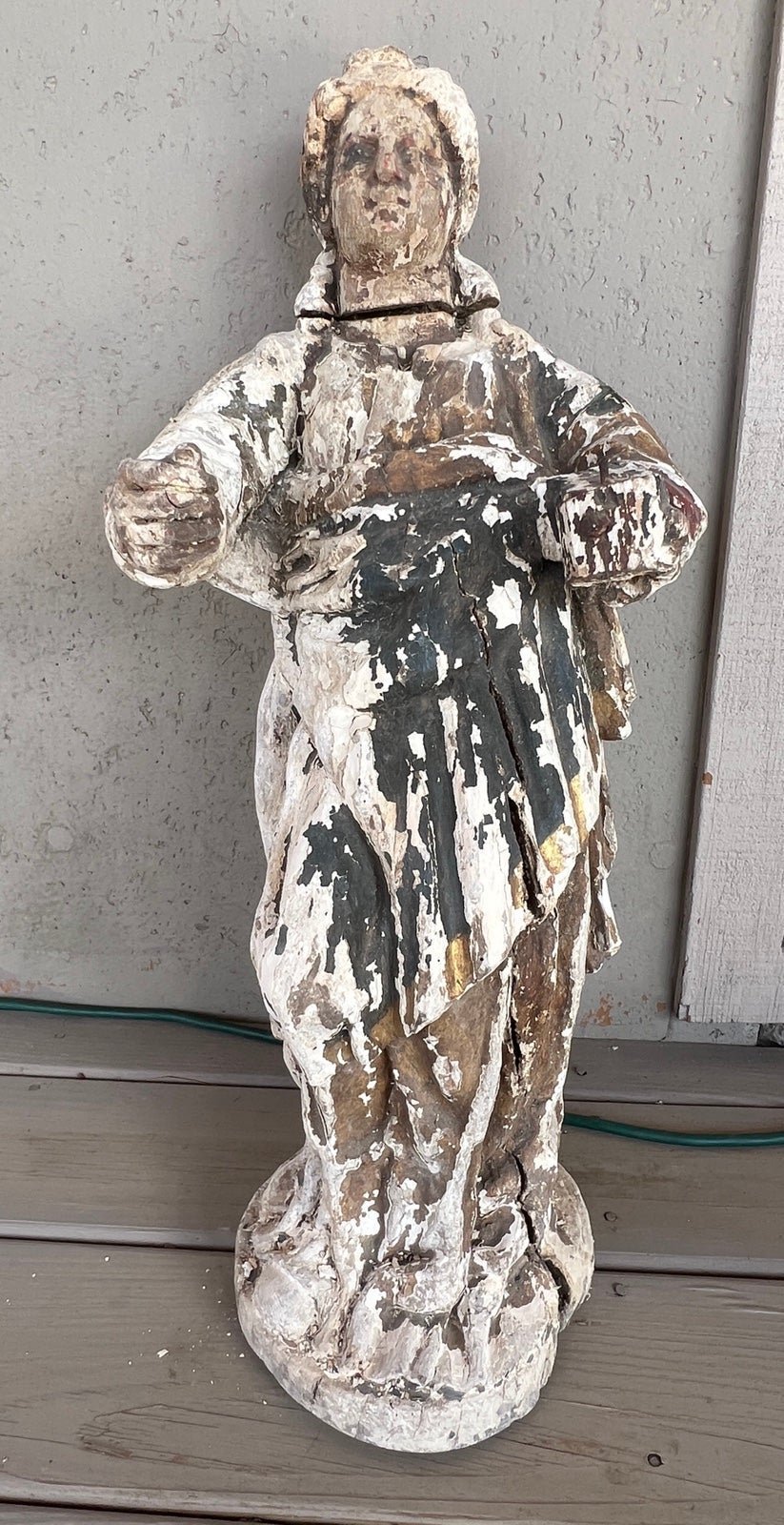 Santo Wood Primitive Painted Religion Figure Carving S. America Antique Handmade
