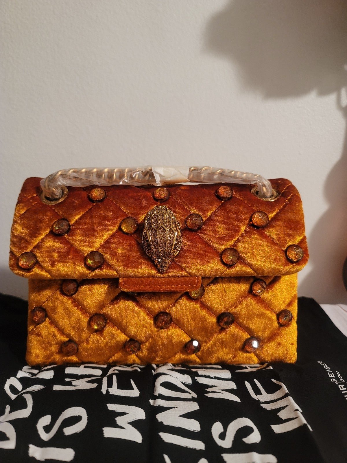 KURT GEIGER LONDON  MINI VELVET KENSINGTON BAG