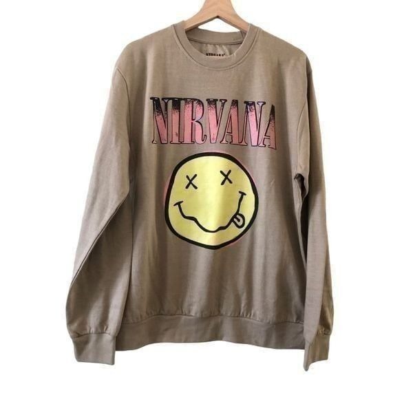 Nirvana Smiley Crewneck Pullover Sweatshirt Men’s Size Large