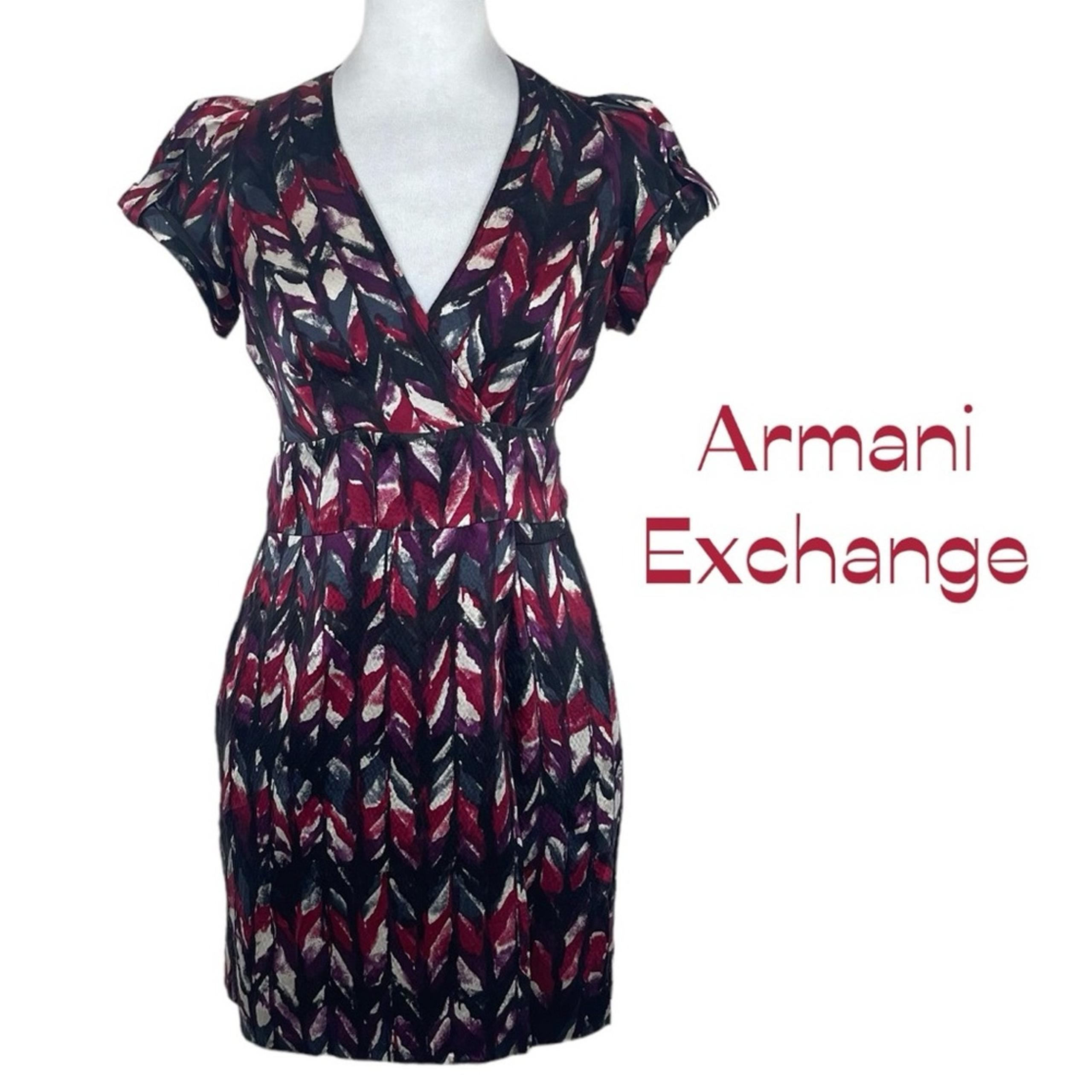 A/X Armani Exchange Watercolor Print Pure Silk Party Wrap Dress NWOT Size 4