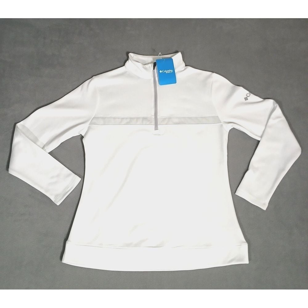 Columbia Golf Womens Omni Wick Play Through Pullover 1/4 Zip White Size M NEW