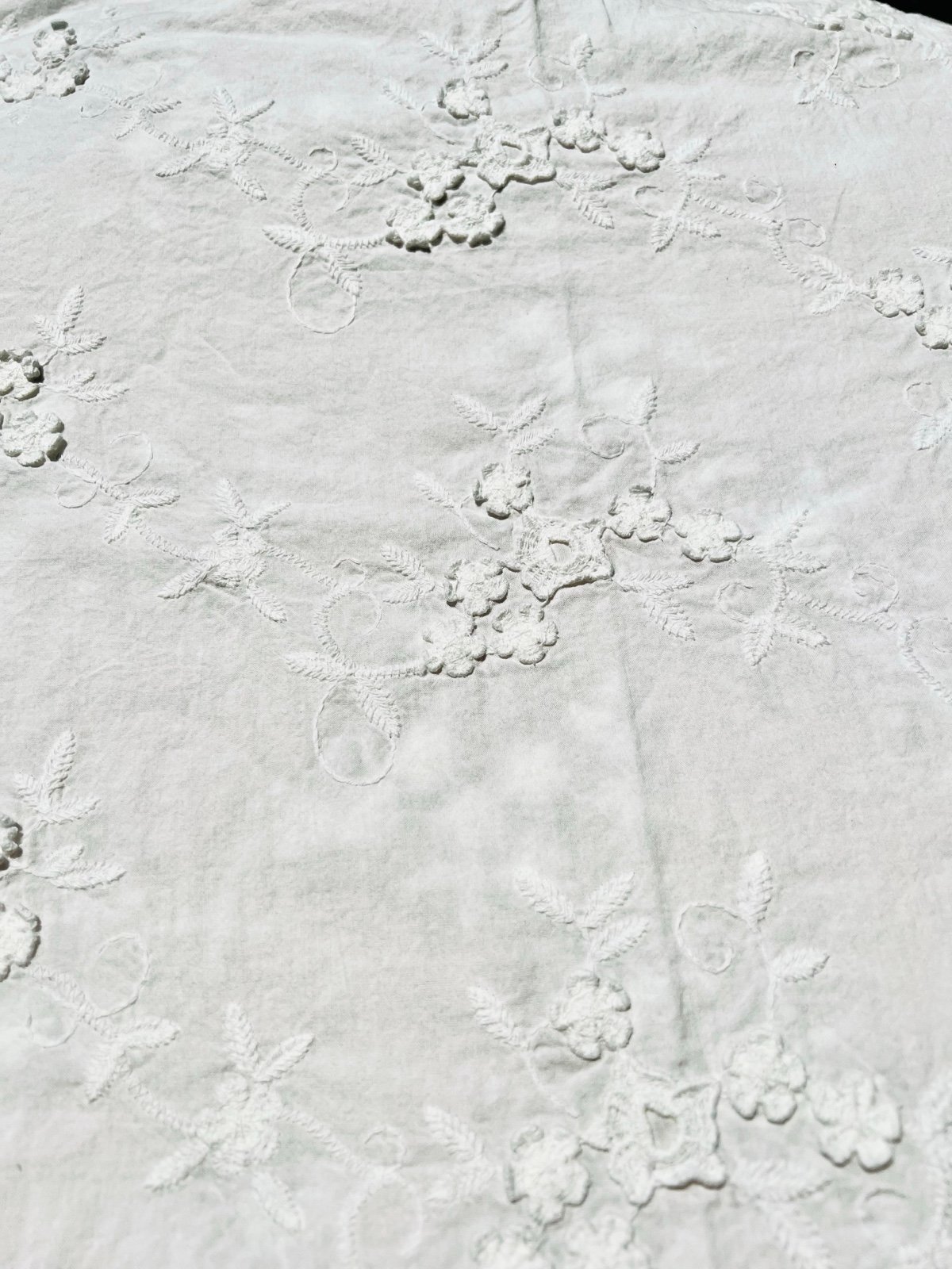 Fa-206 Embroidered 3D Flower Lace Premium Cotton Fabric