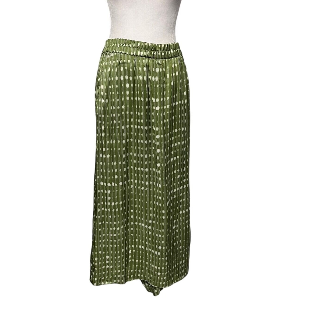 Oska Green Dot Maxi Skirt Wide Leg Culottes Size 10/12
