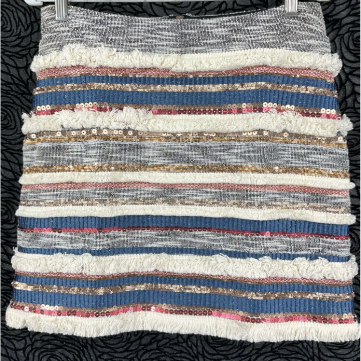 Anthropologie Moulinette Soeurs Skirt Womens Sz 4 Mini Erine Beaded fringe 128