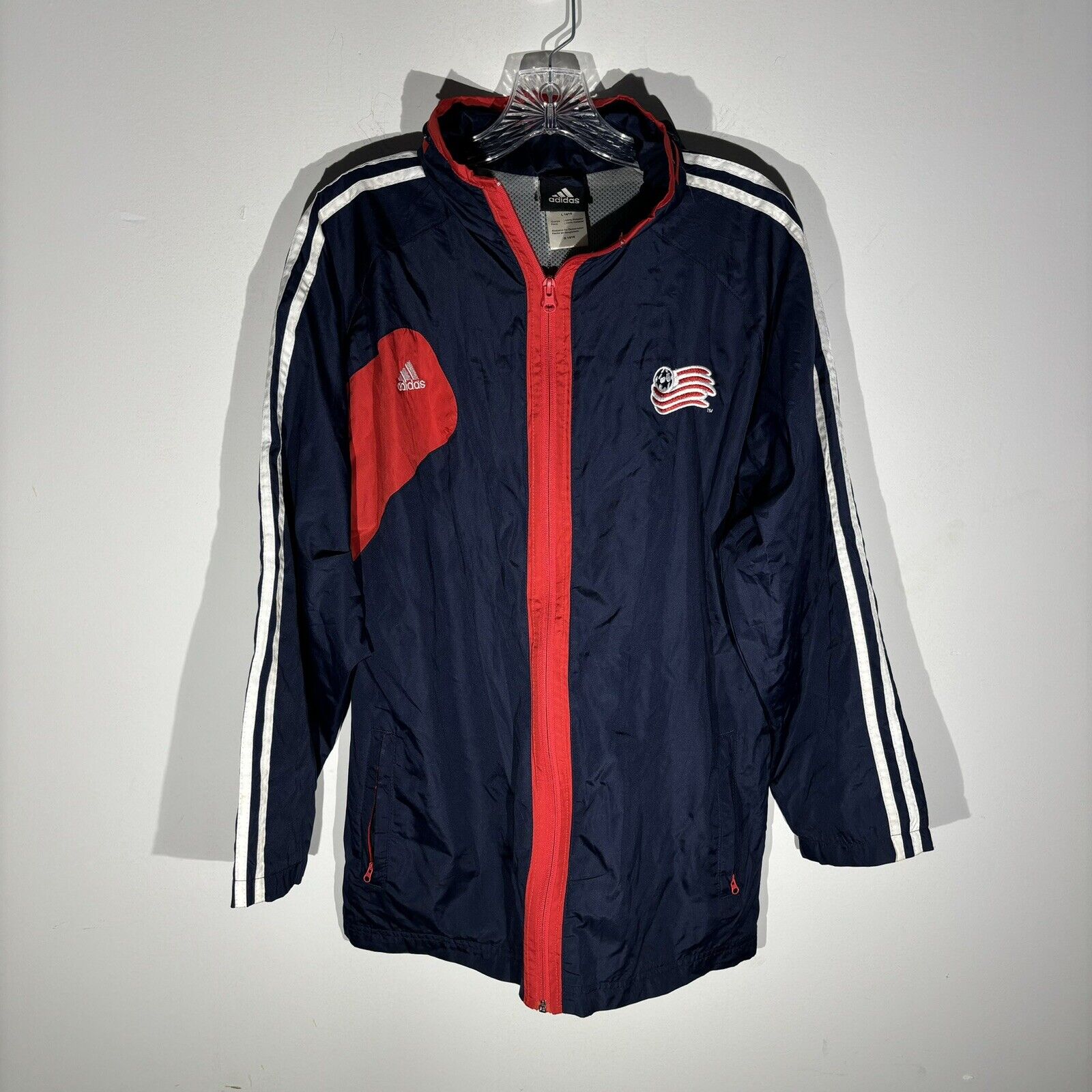 RARE adidas New England Revolution MLS Soccer TRACK JACKET Kit Jersey Size L