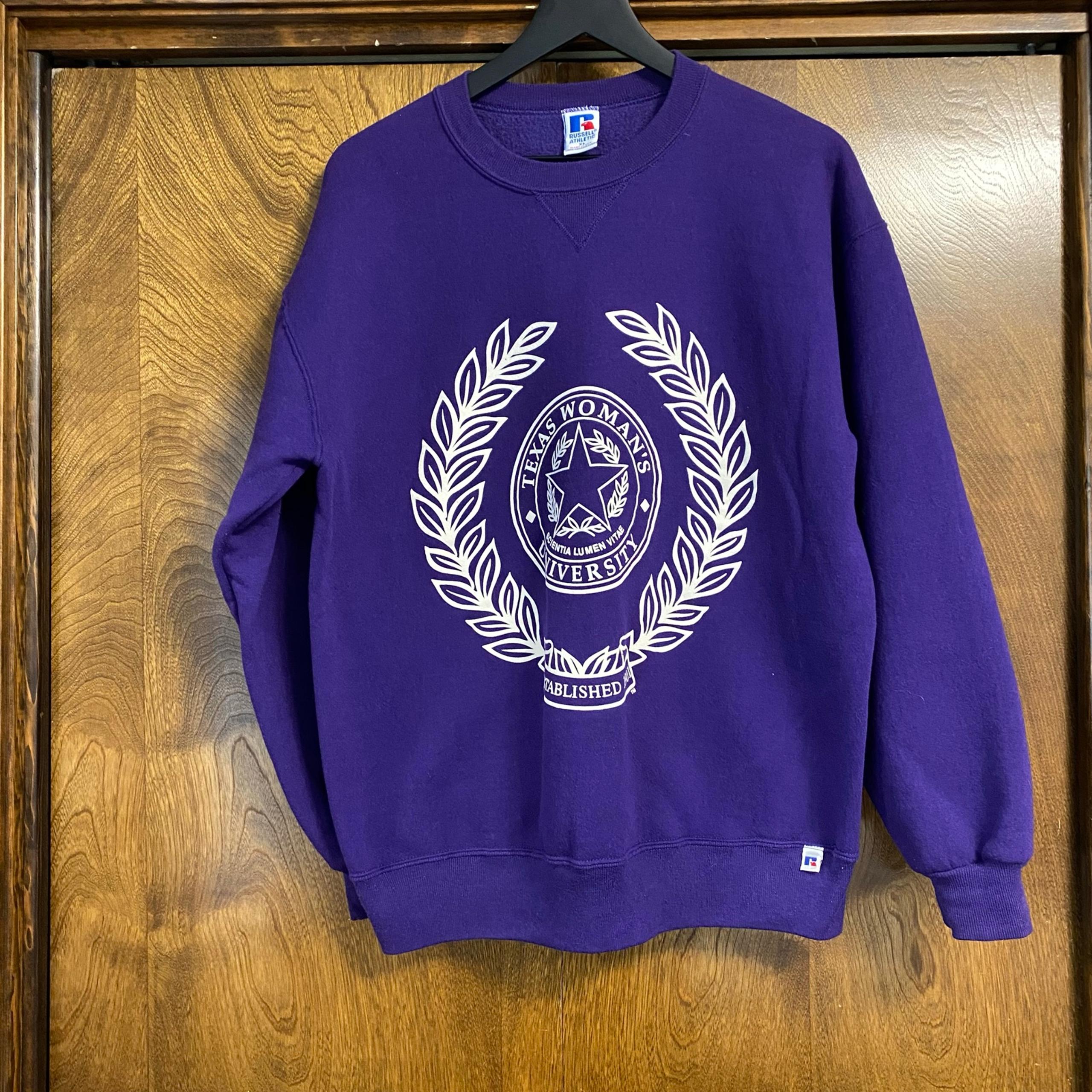 Vintage Russell Athletic Texas Women’s University XL TWU Sweatshirt Purple Crew