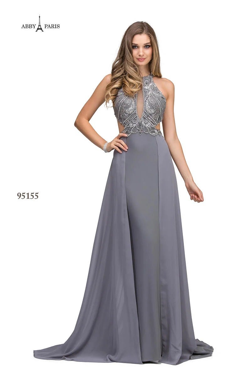 Abby Paris Halter Chiffon Prom Dress