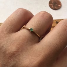 10k solid gold solitaire genuine 2.8mm emerald ring size 6.5