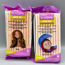 Super Sculpey Beige & Light Living Doll Lot of 2 Block Polymer Clay Oven Bake