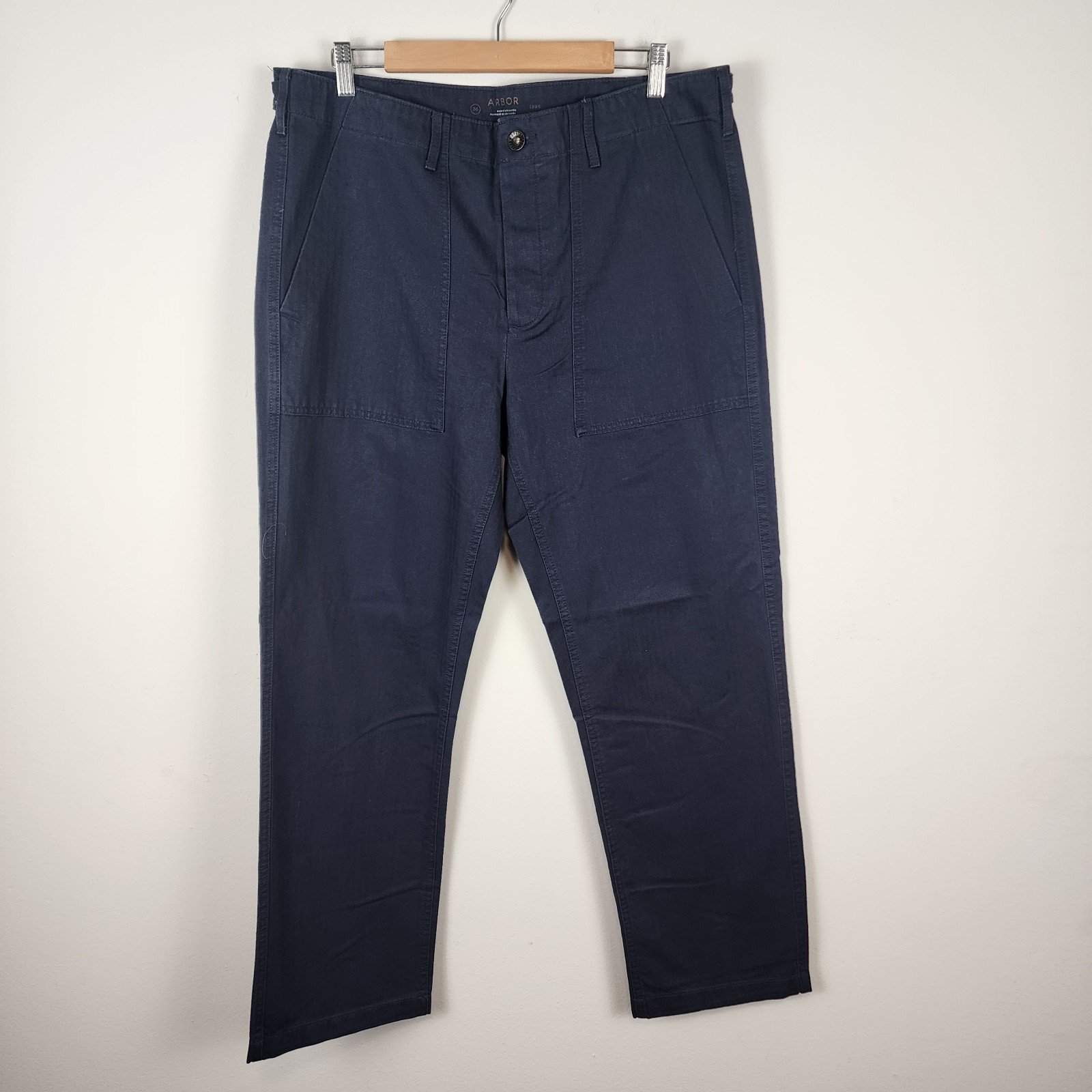 Arbor Collective 100% Cotton Canvas Button Fly Navy Blue Pants Men's Size 36