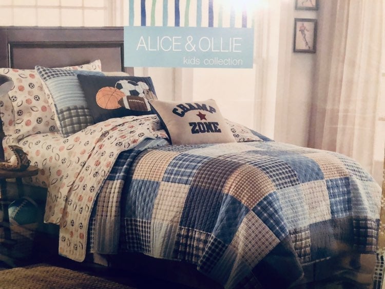 Boy sports twin quilted bedset