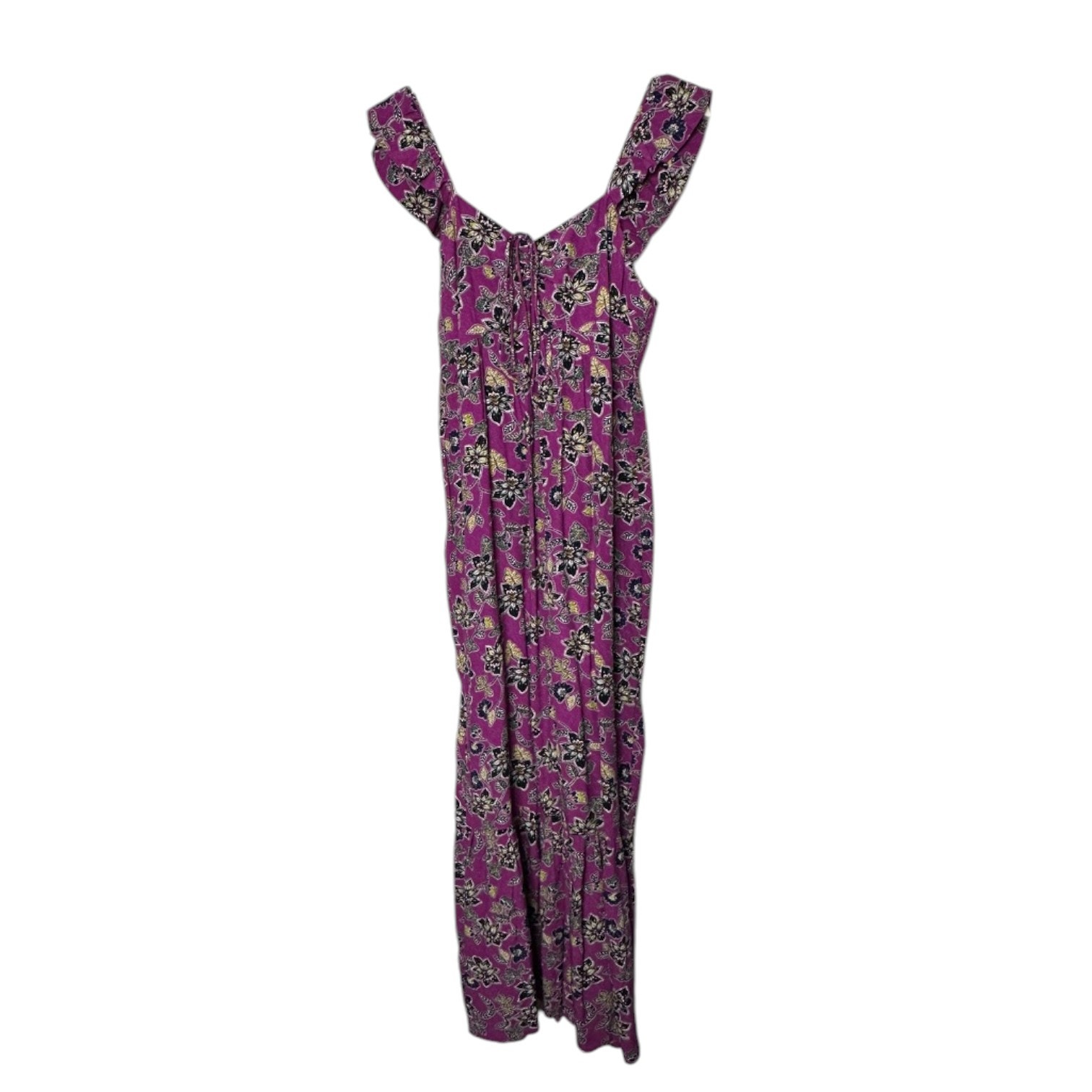 Ann Taylor Loft Hibiscus Ruffle Midi Halter Dress Women's Size 4