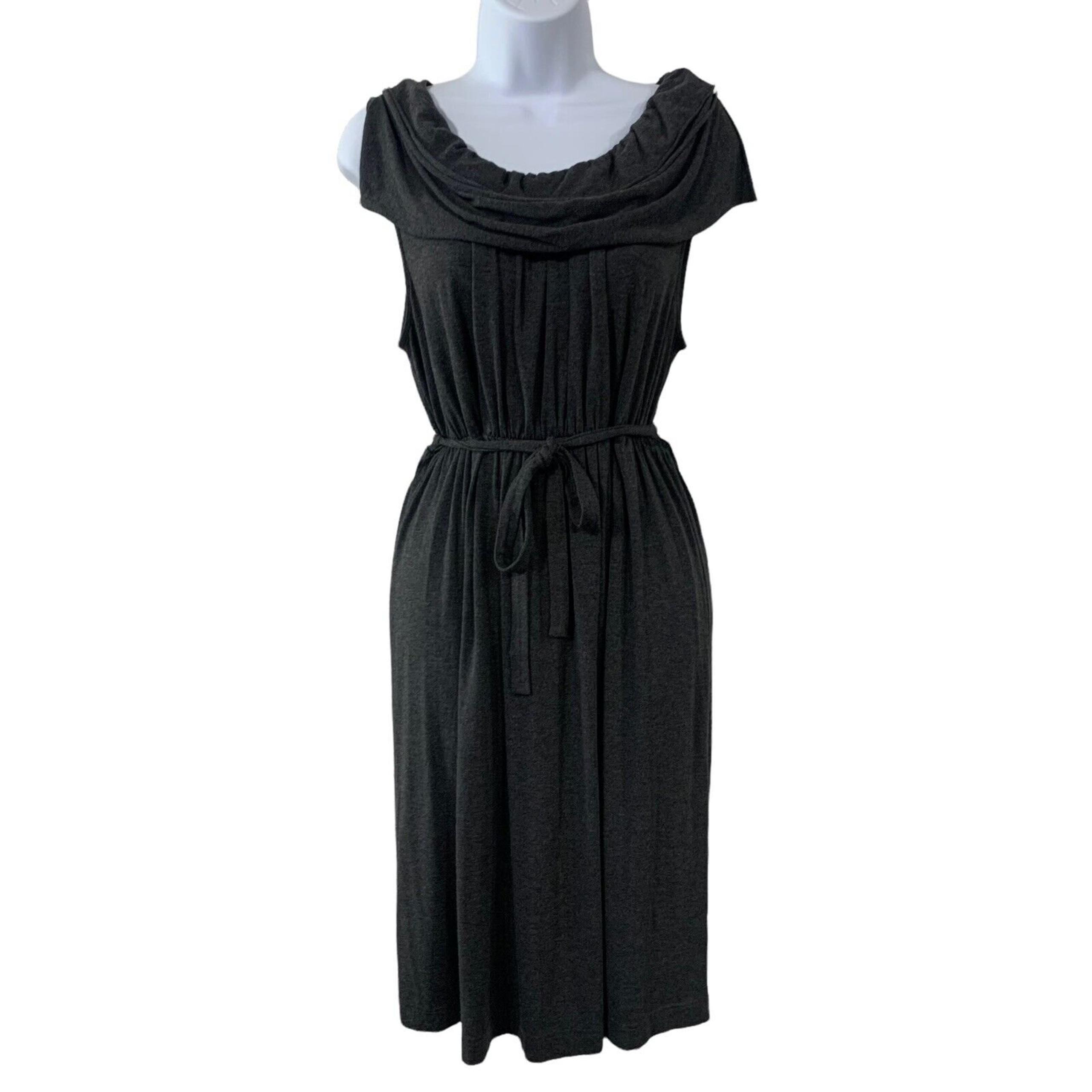 J. Crew Size M Dress Gray Jersey Dressy Ruffle Neck Stretch Knee Length Women’s