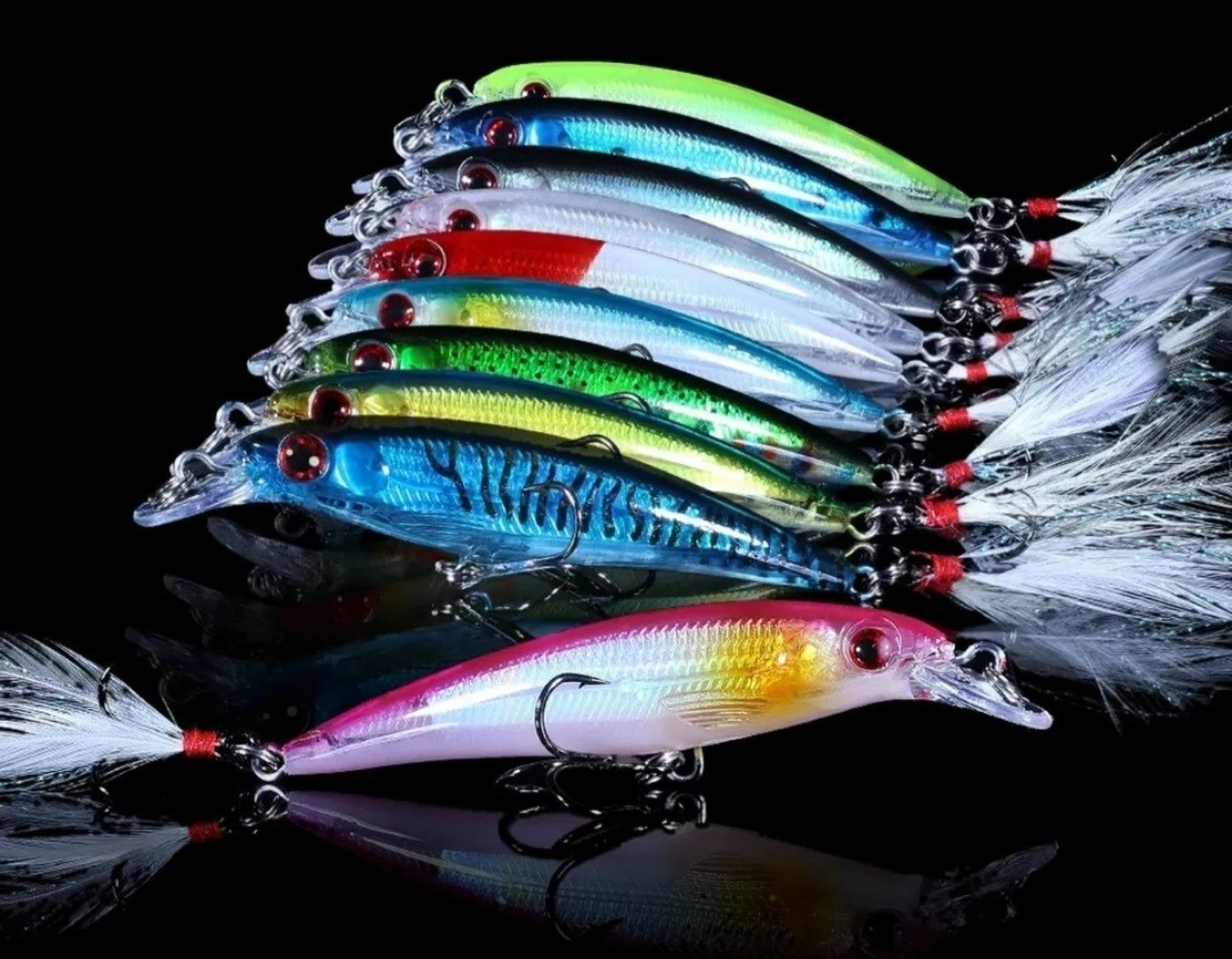 Brand new largemouth bass fishing lures minnow wobbler baits 10 pack mixed lot Brand new largemouth bass fishing lures minnow wobbler baits 10 pack mixed lot
