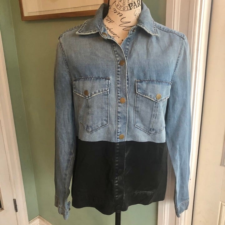 NWOT Level 99 Coated Denim Button Down