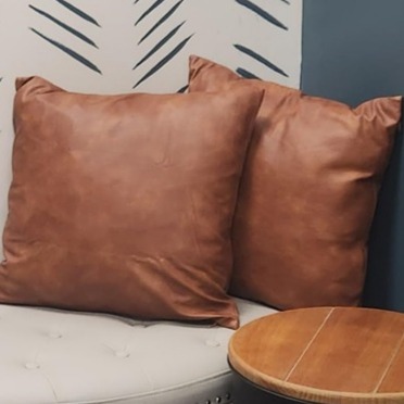 Faux Leather Throw Pillow Covers 18X18 Inch Set of 2 Brown Outdoor Modern