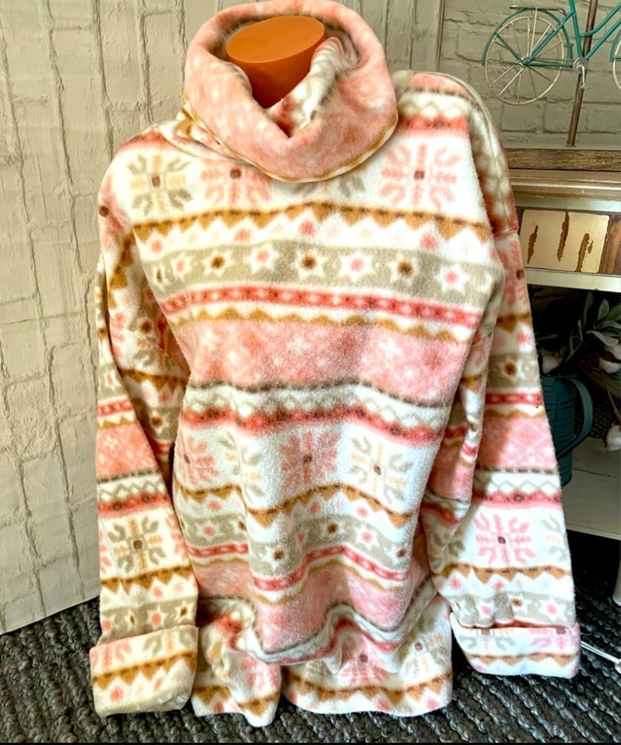 Vintage White Stag Womens XLarge Snowflake Winter Print Mock Neck Sweater NEW