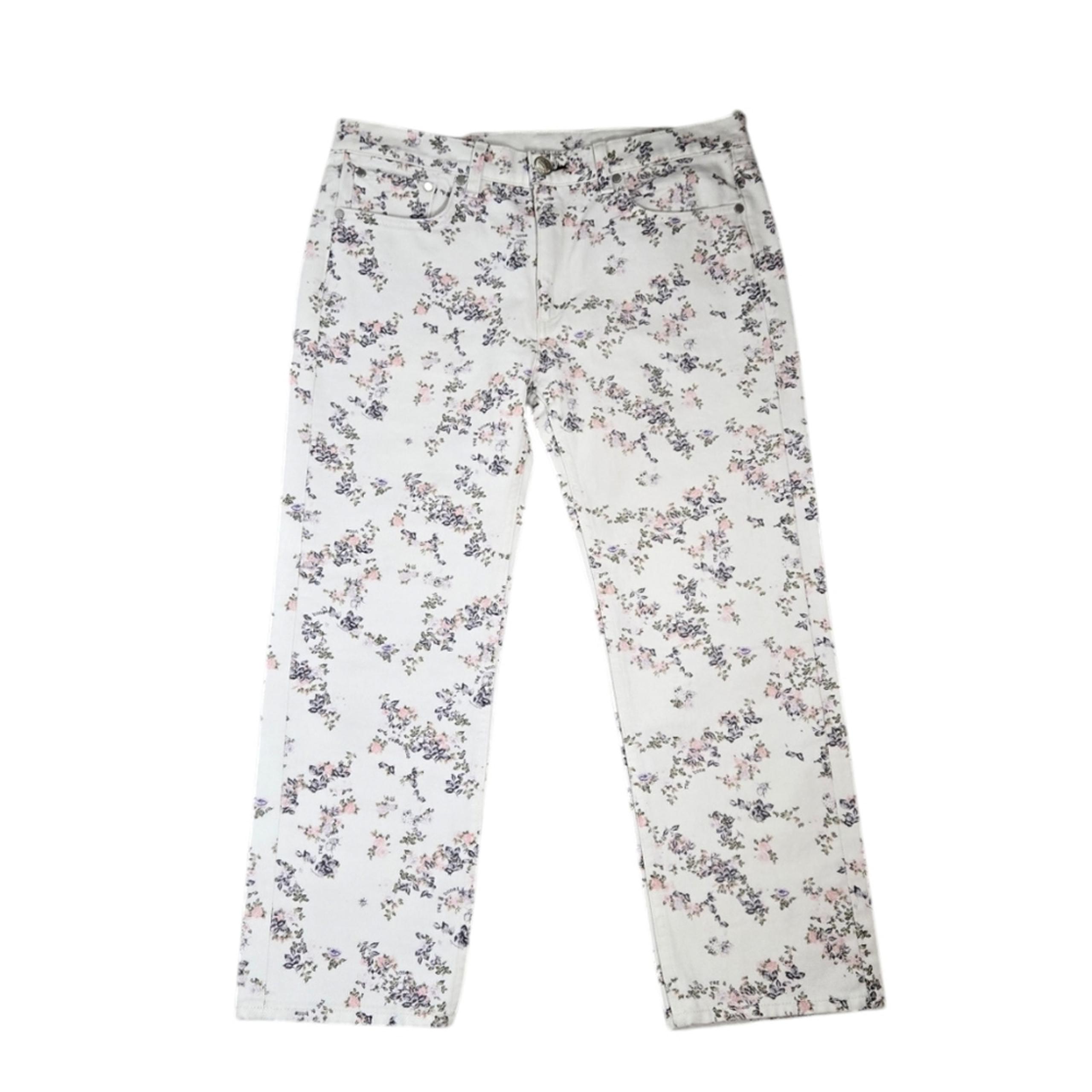 Rag & Bone Micro Distsy Floral Boy White Cropped Jeans