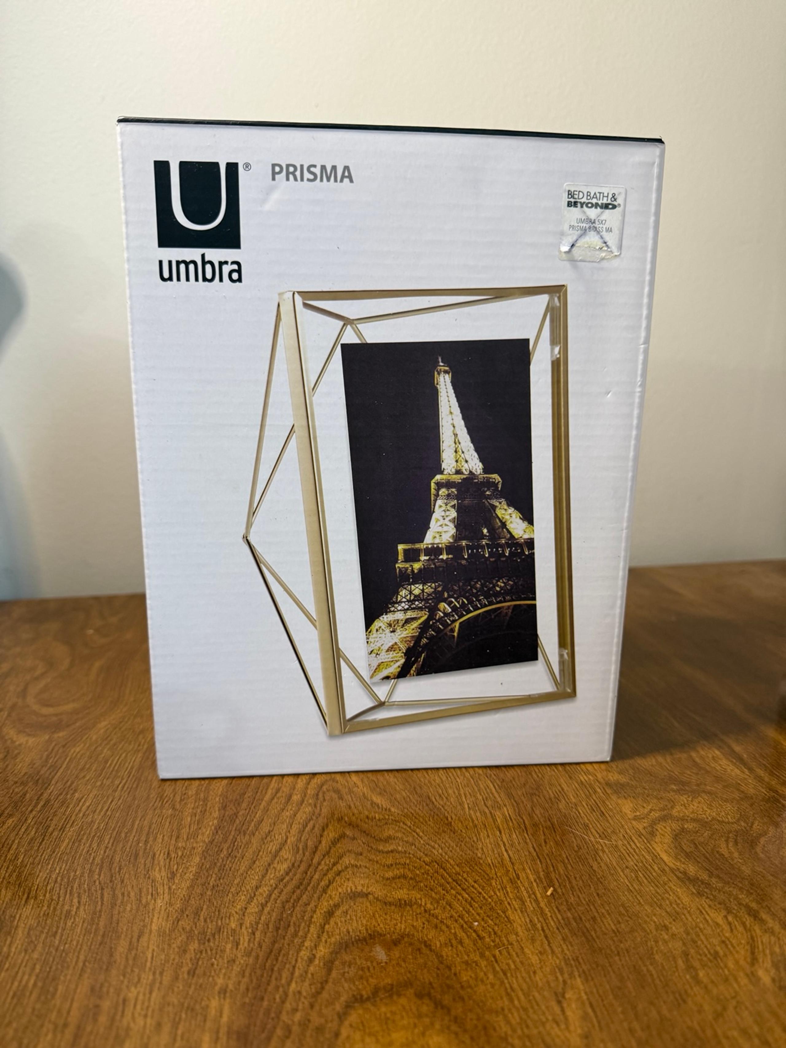 Umbra Prisma Picture Frame, 5x7 Metal Photo Display, 5" x 7", Brass