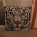 White Tiger Wood Frame Picture