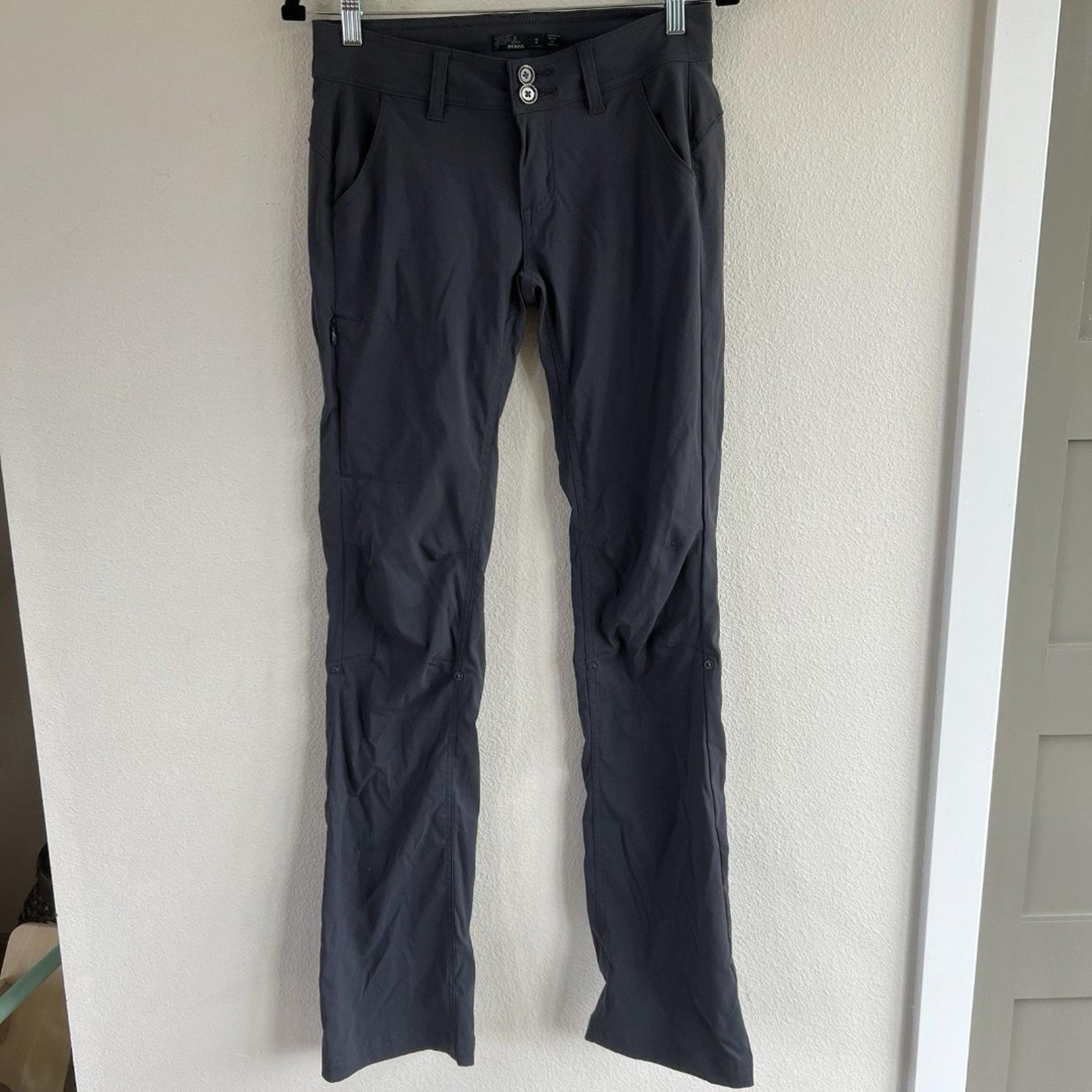 PrAna Womens Pants 2 Tall GrayHalle Convertible Roll Tab Black W4HATL113