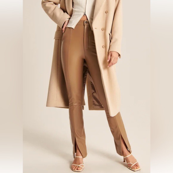 NWT Abercrombie & Fitch faux leather slit pants