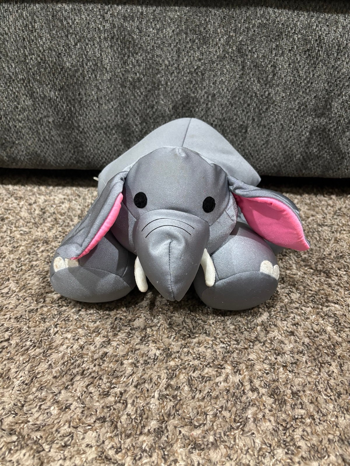 Moshi Brentwood Microbeads Grey Elephant Plush Pink Ears Stuffed Animal Toy
