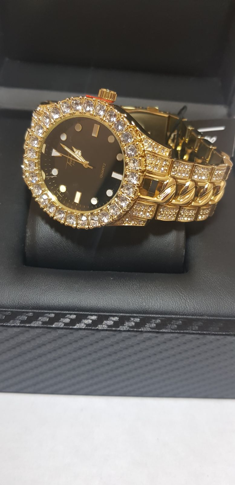 14K GOLD PLATED ICED OUT WATCH