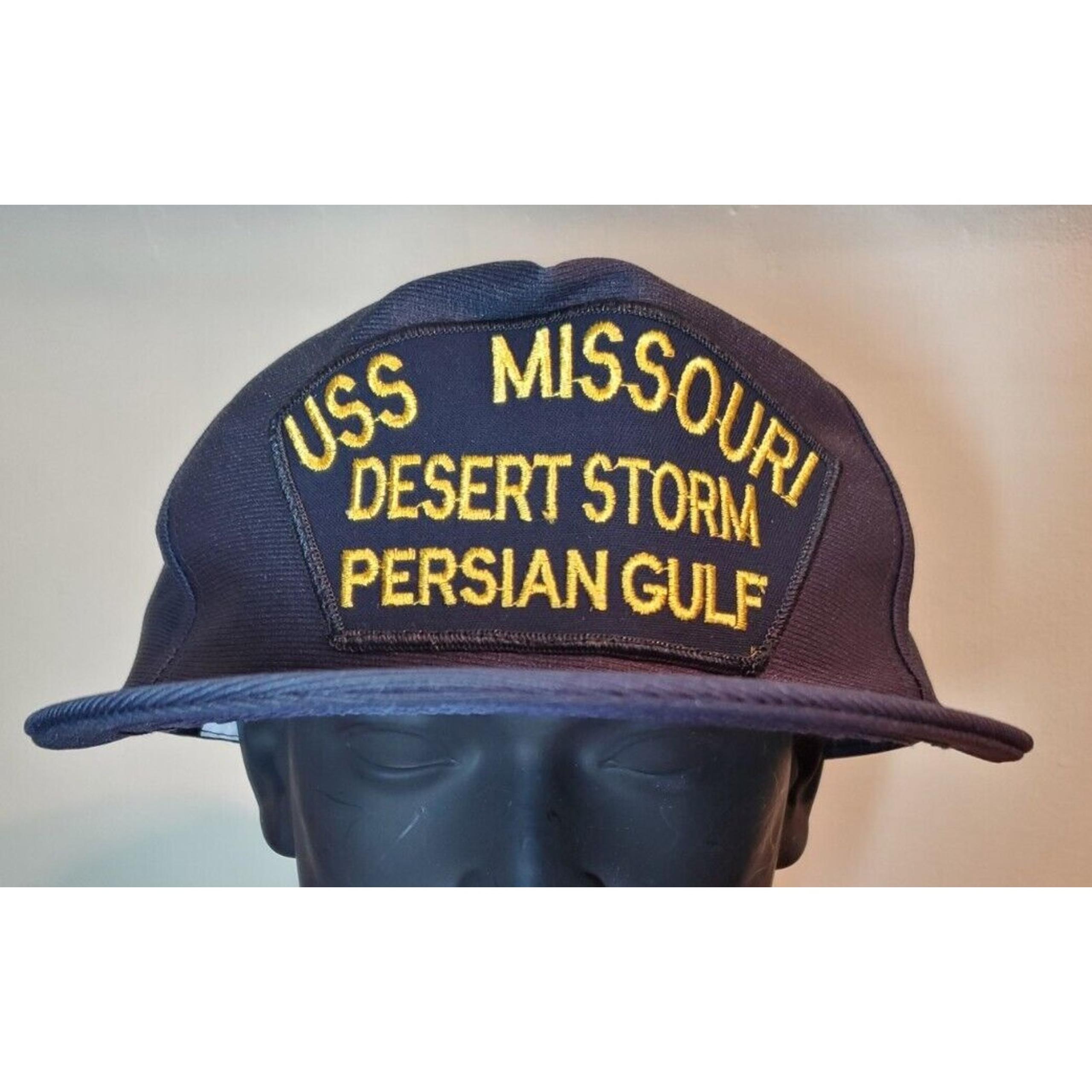 Vintage USS Missouri Trucker Hat Desert Storm Persian Gulf US Navy Snapback Cap