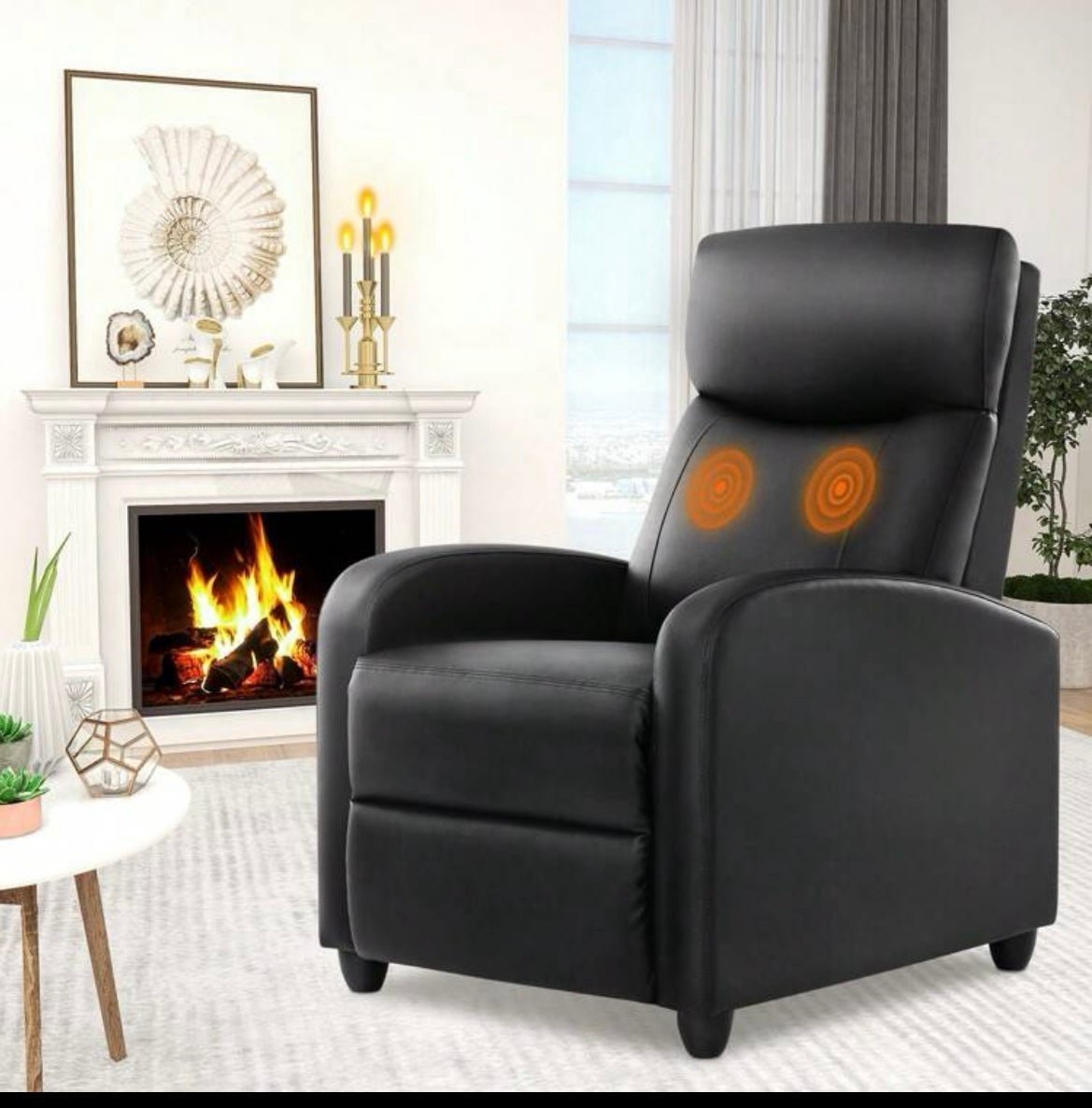 PU Leather Recliner Chair Living Room Massage Home Theater Lumbar Support