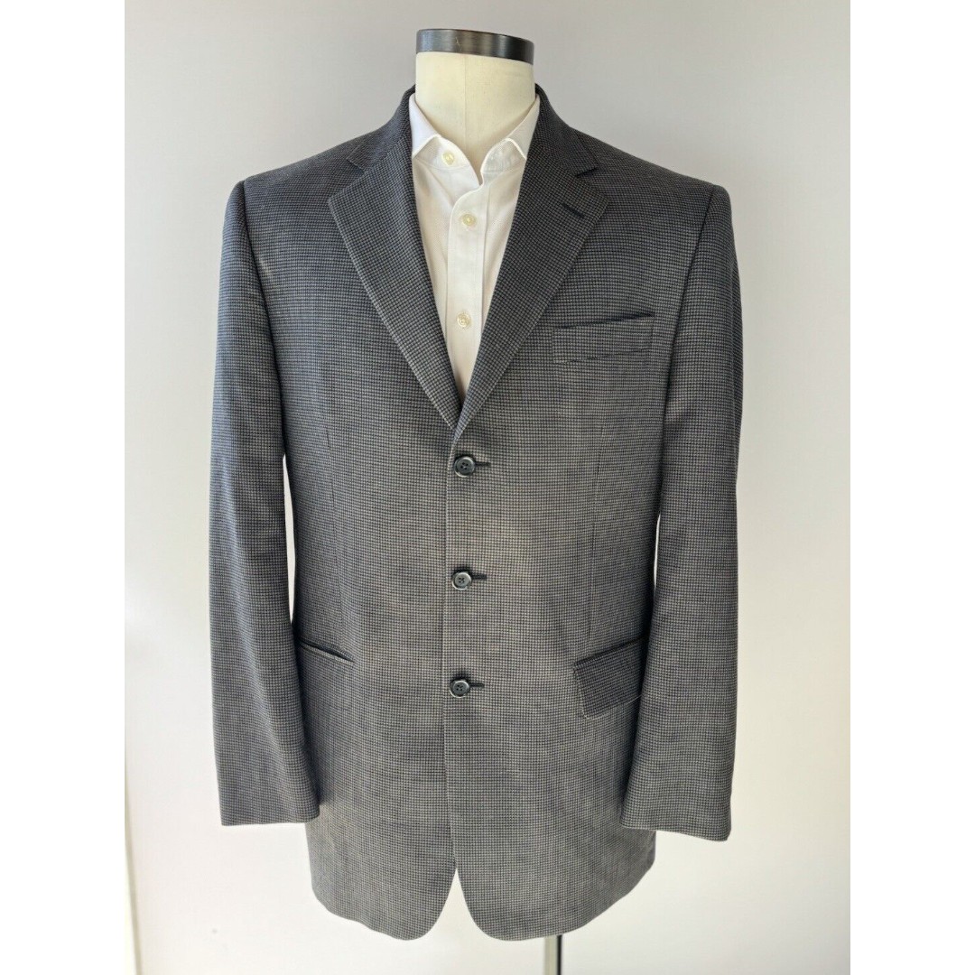 Jack Victor Lanzawood Nailhead Grey Blue Gold Sportcoat Blazer US 42L