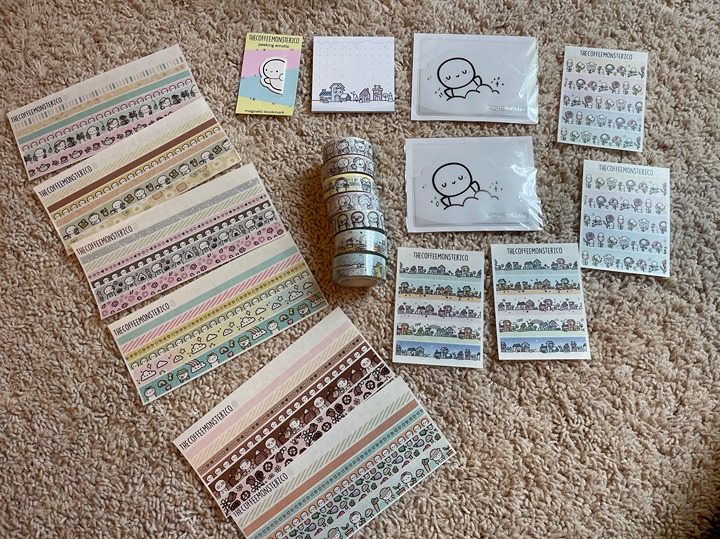 THE COFFEE MONSTERZ CO LARGE DESTASH - WASHI TAPE, STICKERS, POCKETS, BOOKMARK!