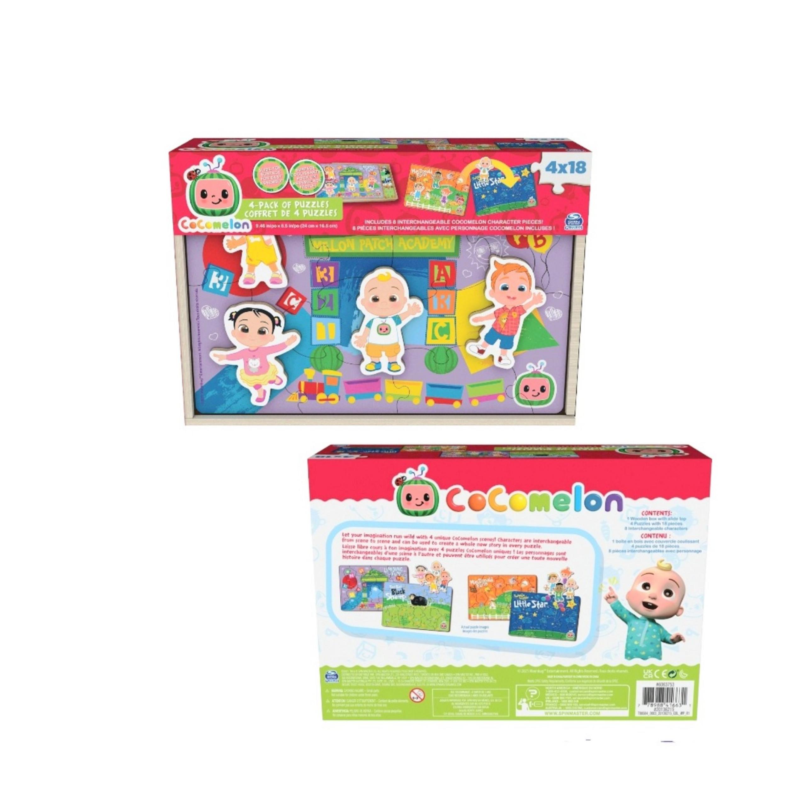 Cocomelon Kid's Wooden Puzzle Set 4-Pack
