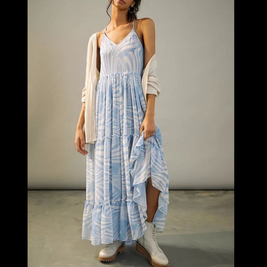 Misa Los Angeles Women Bia Maxi Dress Size XS Boho Feminine Tiered Sleeveless