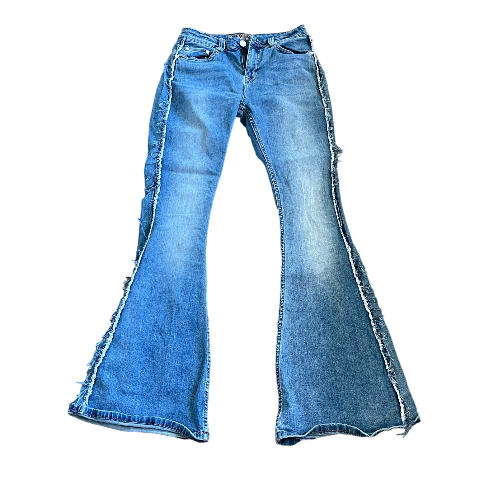 Rock&Roll Cowgirl Denim Fringe jeans high rise flare 28X32