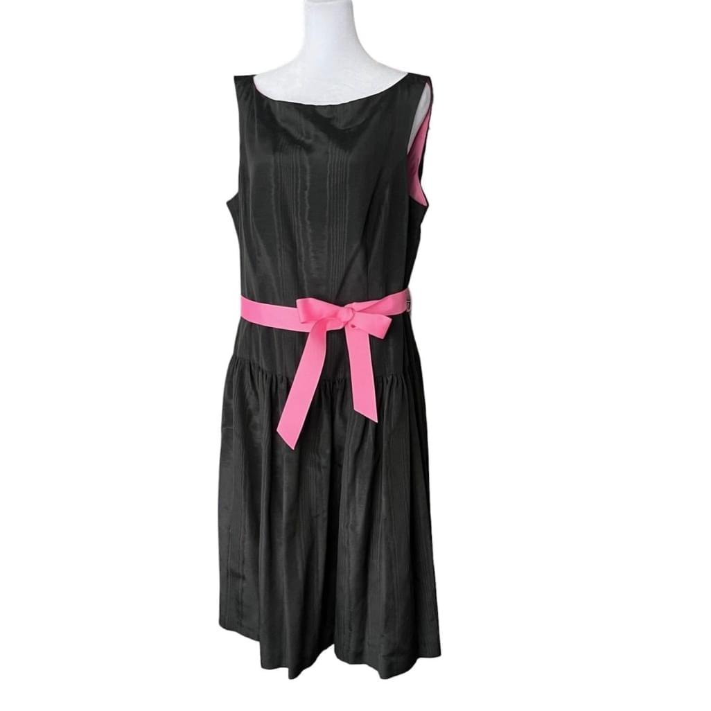 Eliza J Black Pink Fit & Flare Crinoline Cocktail Formal Retro Midi Dress Sz 16