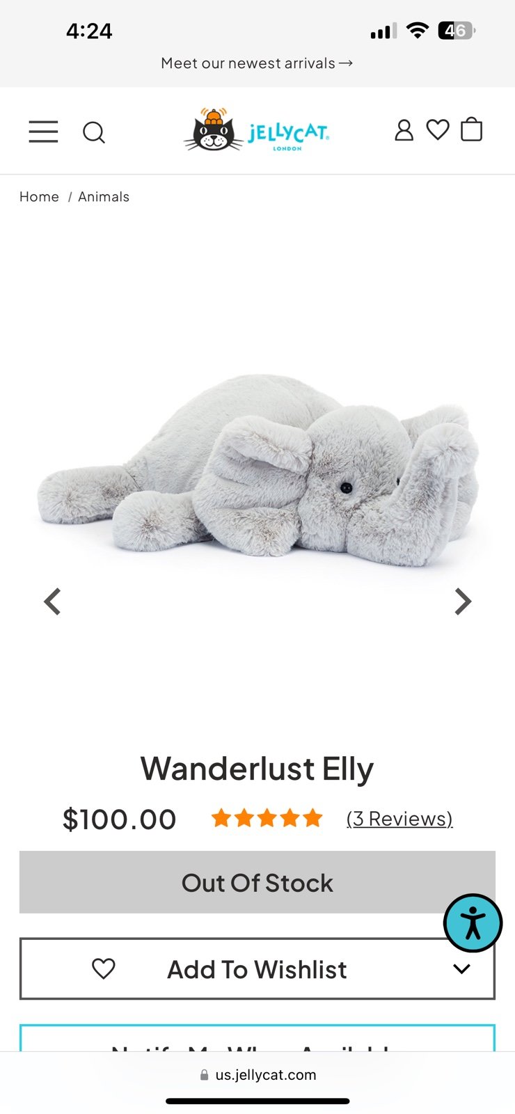 Jellycat Wanderlust Elly Nwt