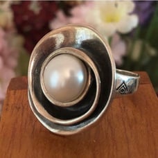 Silpada Sterling Pearl Lily Pearl Ring
