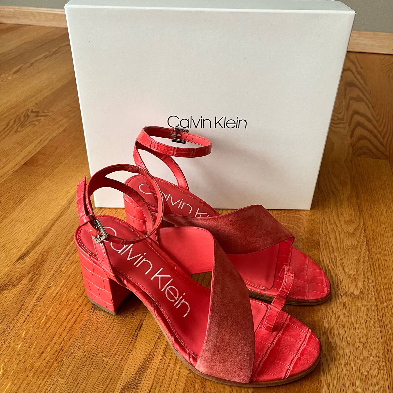 New Calvin Klein Coleen Slingback Sandals Coral Pink Size 9.5M