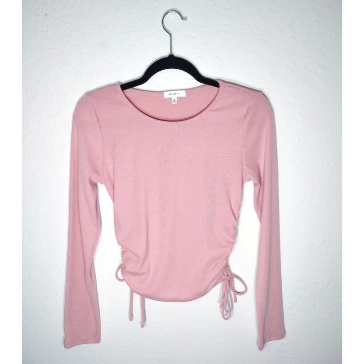 Blush Pink Side Tie Crop Top