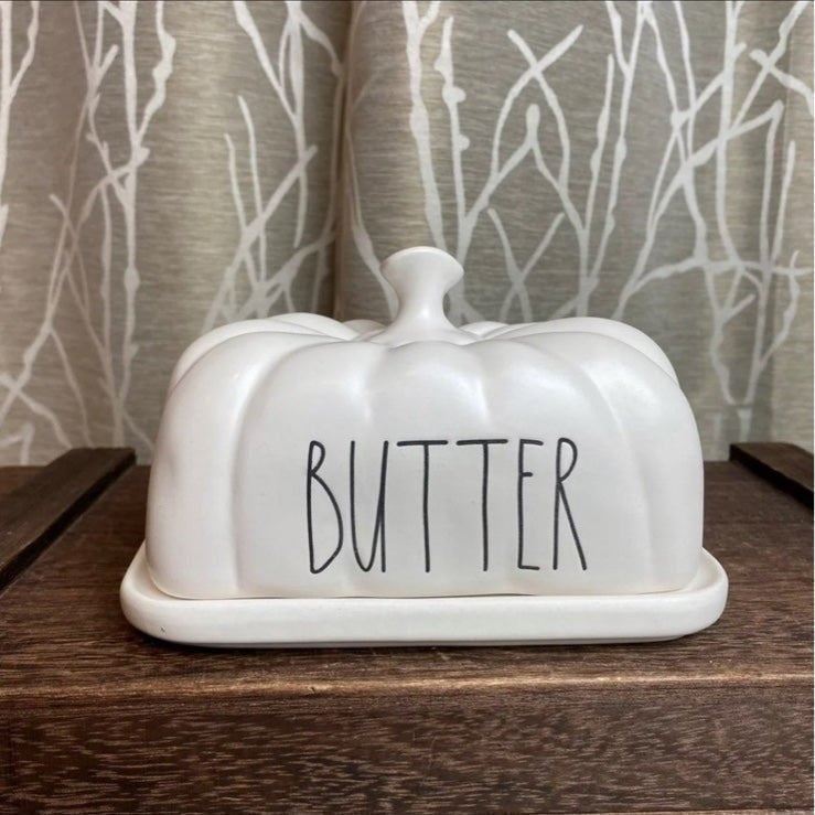 RAE DUNN FARMHOUSE HOME DECOR CERAMIC KITCHEN BREAKFAST DINE BUTTER PUMPKIN HTF