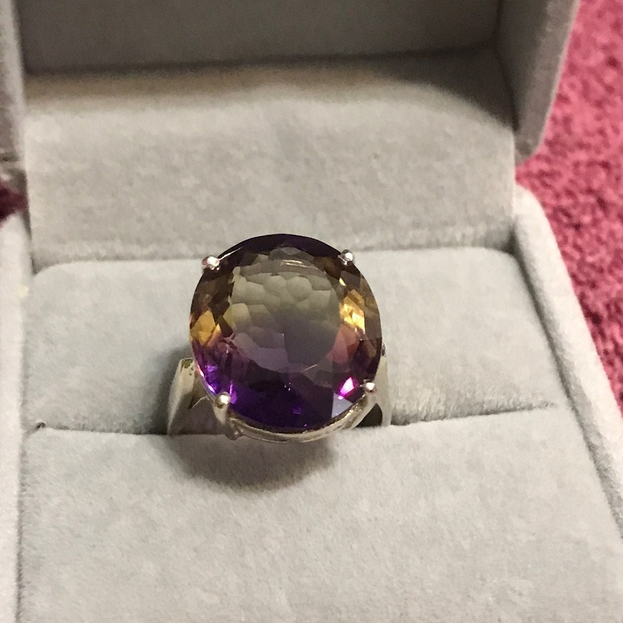 PURPLE YELLOW AMETRINE RING 925 ss