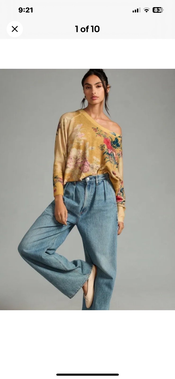 Anthropologie Pilcro diletta Cashmere Pullover Sweater On Off Shoulder Rib Flor