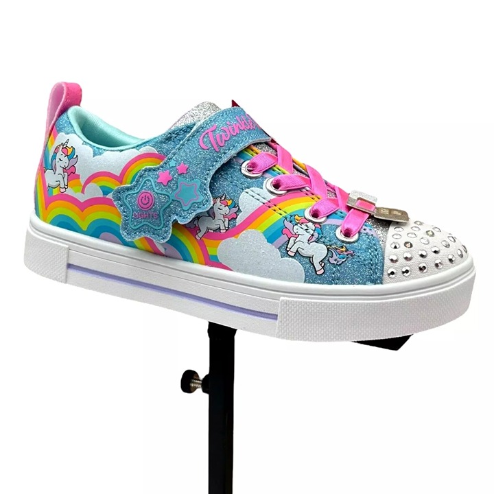 Skechers Youth Girls Twinkle Toes Slip-on Sneaker Size 2.5 Unicorn-Cloud Print