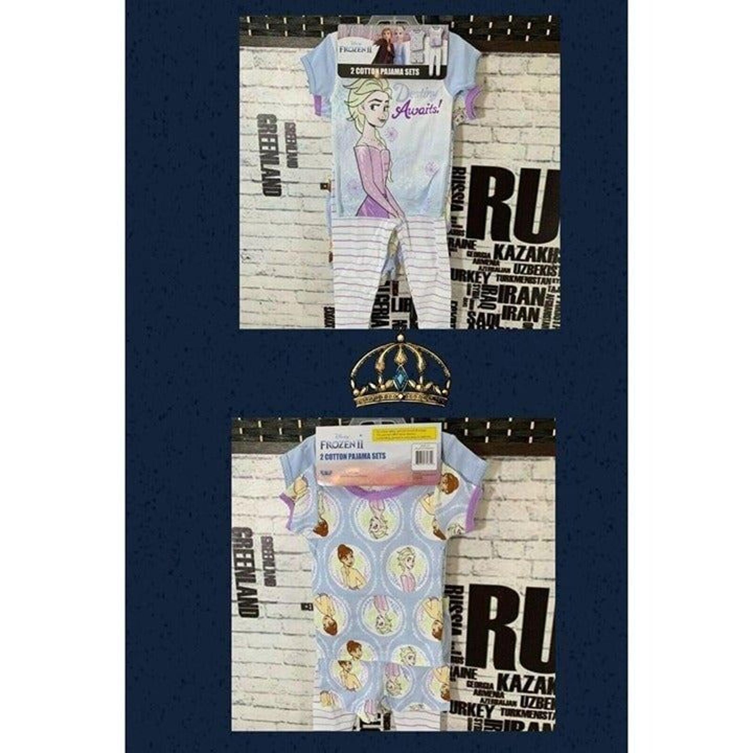 Disney Toddler 2 Blue Frozen II Graphic Cotton Shorts & Pants Pajamas-2 Sets